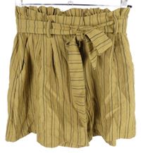 Dámské hnědo-černé pruhované volné kraťasy s páskem H&M