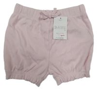 Nové - Světlerůžové žebrované bavlněné kraťasy Matalan