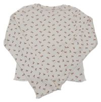 Smetanové žebrované crop květované triko Primark