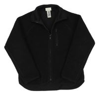 Černá huňatá propínací mikina s kapsou a rolákem H&M