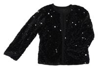 Černý sametový flitrový cardigan Shein
