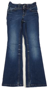 Tmavomodré bootcut leg waist teplákové rifle H&M