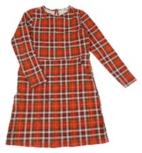 Červeno-barevné třpytivé kostkované šaty H&M