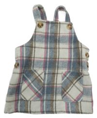 Bílo-modro-růžové kostkované laclové šaty Primark
