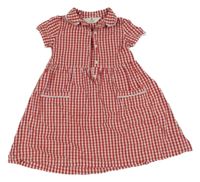 Červeno-bíle kostkované plátěné košilové šaty H&M