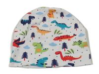 Bílá čepice s dinosaury 
