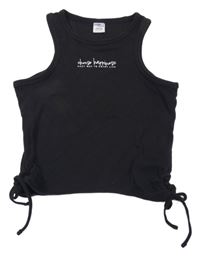 Černý žebrovaný crop top s nápisem Page One Young