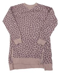 Růžovo-fialová šatová mikina s leopardím vzorem M&Co.
