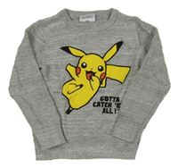 Světlešedý svetr s Pikachu C&A