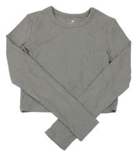 Šedé žebrované crop triko H&M