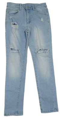 Světlemodré skinny rifle s prošoupáním Shein