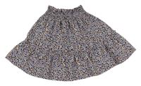 Černo-fialová květovaná sukně H&M