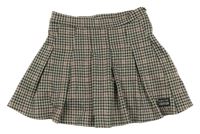 Béžovo-šedo-starorůžová kostičkovaná úpletová sukně Primark