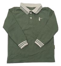 Khaki polo triko s výšivkou