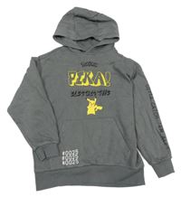 Tmavošedá mikina s Pikachu a kapucí