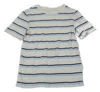 Bílé tričko s modrými a černými pruhy C&A