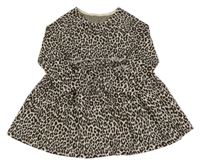 Béžovo-hnědé úpletové šaty s leopardím vzorem Dunnes
