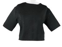 Dámské černé puntíkované crop neoprenové tričko H&M