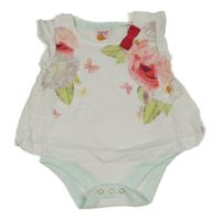 Bílý květovaný top s všitým body Debenhams