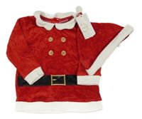 2 Set - Červená sametová mikina - Santa + čepice 