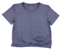 Fialovošedé crop sportovní nařasené tričko H&M