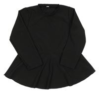 Černé žebrované peplum triko