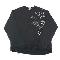 Černá mikina s hvězdičkami a kometou a měsíci H&M