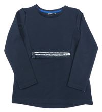 Tmavomodré žebrované mikinotriko s nápisem Europe Kids