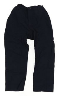 Tmavomodré společenské lněné chino kalhoty H&M