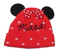 Červená pletená čepice s Minnie a mašlí Debenhams