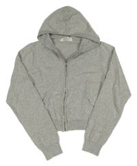 Šedý propínací crop svetr s kapucí H&M