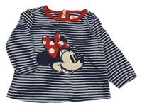 Tmavomodro-bílé pruhované triko s Minnie Disney