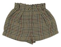 Béžovo-černo-růžové kostkované úpletové kraťasy Next