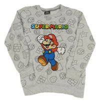 Šedá mikina s obrázky a Mariem Nintendo