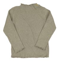Šedobéžový melírovaný žebrovaný úpletový rolák H&M