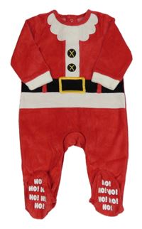 Červeno-bílo-černý sametový vánoční overal - Santa CRAFTED