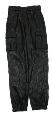 Černé koženkové cargo cuff kalhoty Kids Only