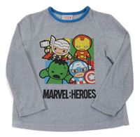 Šedá melírovaná plyšová pyžamová mikina s baby Avengers Primark