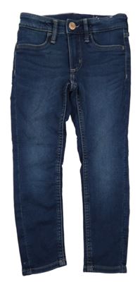 Tmavomodré teplákové skinny rifle H&M