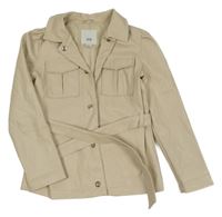 Béžová koženková podšitá bunda s páskem River Island