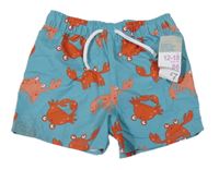 Nové - Zelenomodré plážové kraťasy s kraby Primark