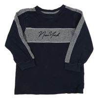 Tmavomodré mikinotriko s nápisem a vzorem Matalan