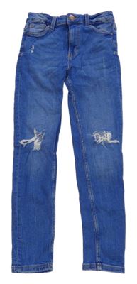 Modré skinny rifle s děravými koleny C&A