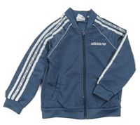 Modrošedá sportovní propínací mikina s logem Adidas