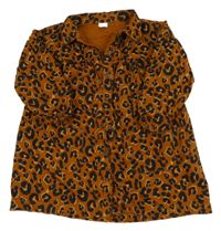 Hnědé riflové propínací košilové šaty s leopardím vzorem Next