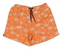 Oranžové plážové kraťasy s palmami