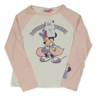 Nové - Růžovo-bílé triko s Minnie 