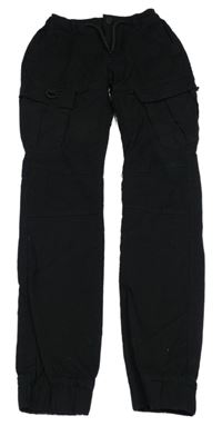 Černé cuff plátěné kalhoty s kapsami Chapter young