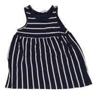 Tmavomodro-bílé pruhované bavlněné šaty H&M