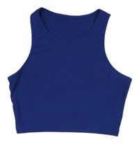 Tmavomodrý žebrovaný crop top Shein